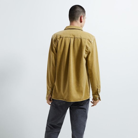Zara Man Denim Overshirt Jacket Khaki Medium - Picture 3 of 8